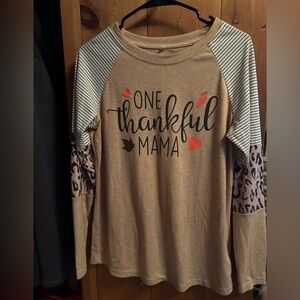 One Thankful Mama Tan Kids Shirt